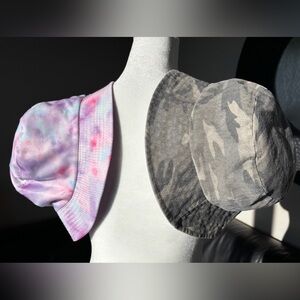 2 SWIM BUCKET HATS  One CAMO and One Tie Dye!! 2 HATS! Adult small-medium NWOT